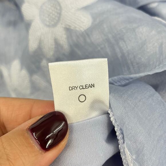 MAJORELLE | Andrea Mini Dress in Powder Blue Floral Jacquard Crystal Belt XS - Picture 13 of 13